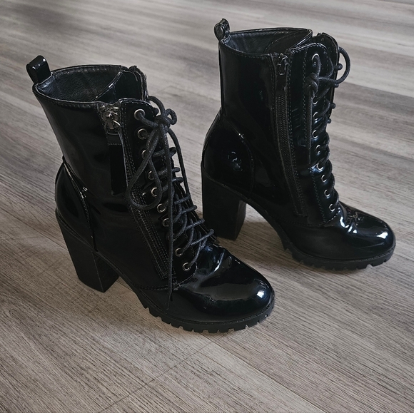 TOP Moda Shoes - Gothic Glossy Leather Combat BootsBlackCombat Boots3.5"inch